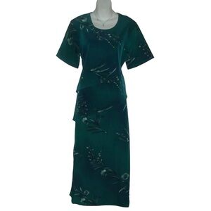 Vintage Momentum Outfit Blouse Skirt Flower Floral Cottagecore Green Spring Sz M